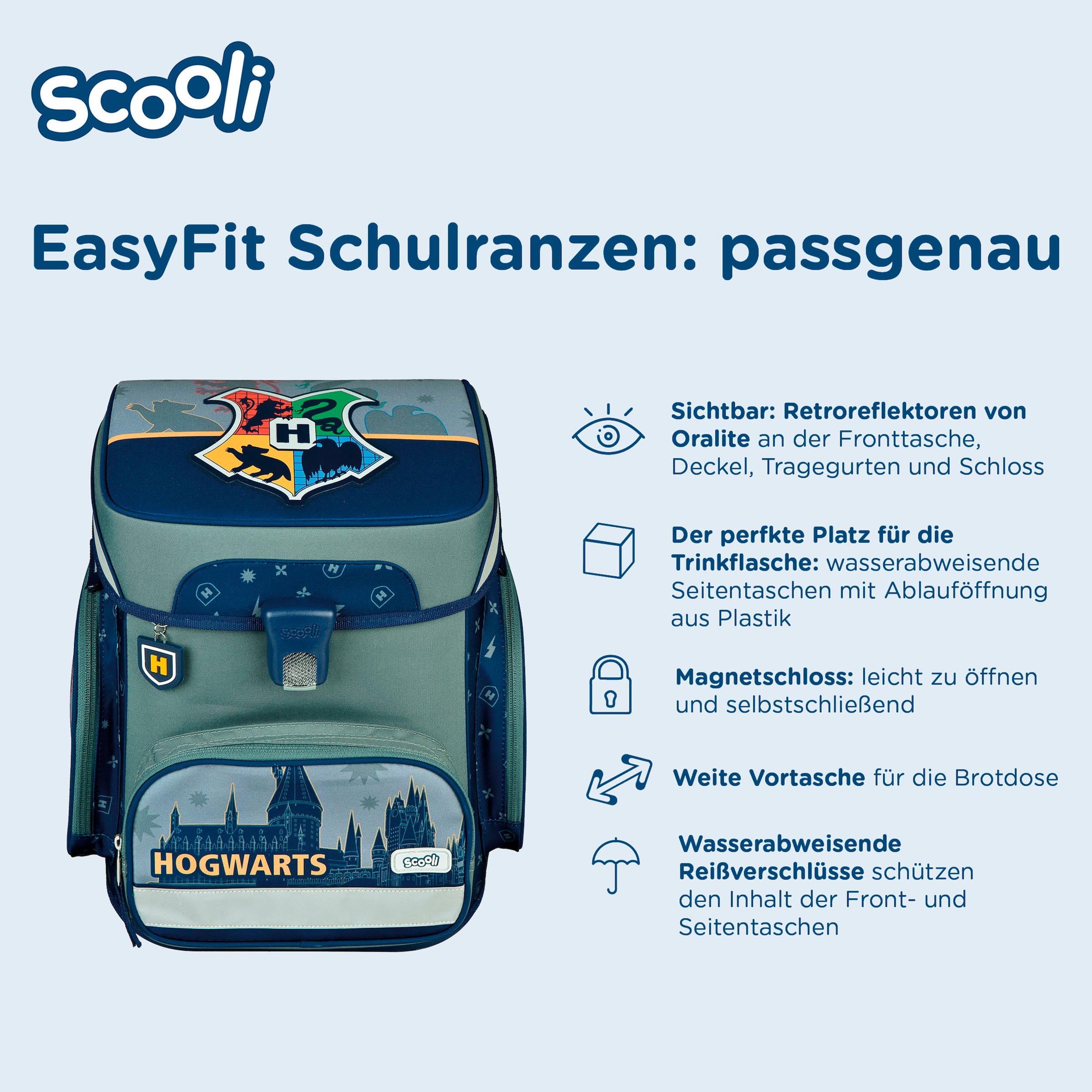 Scooli Schulranzen »EasyFit, Harry Potter Hogwarts« Reflektoren