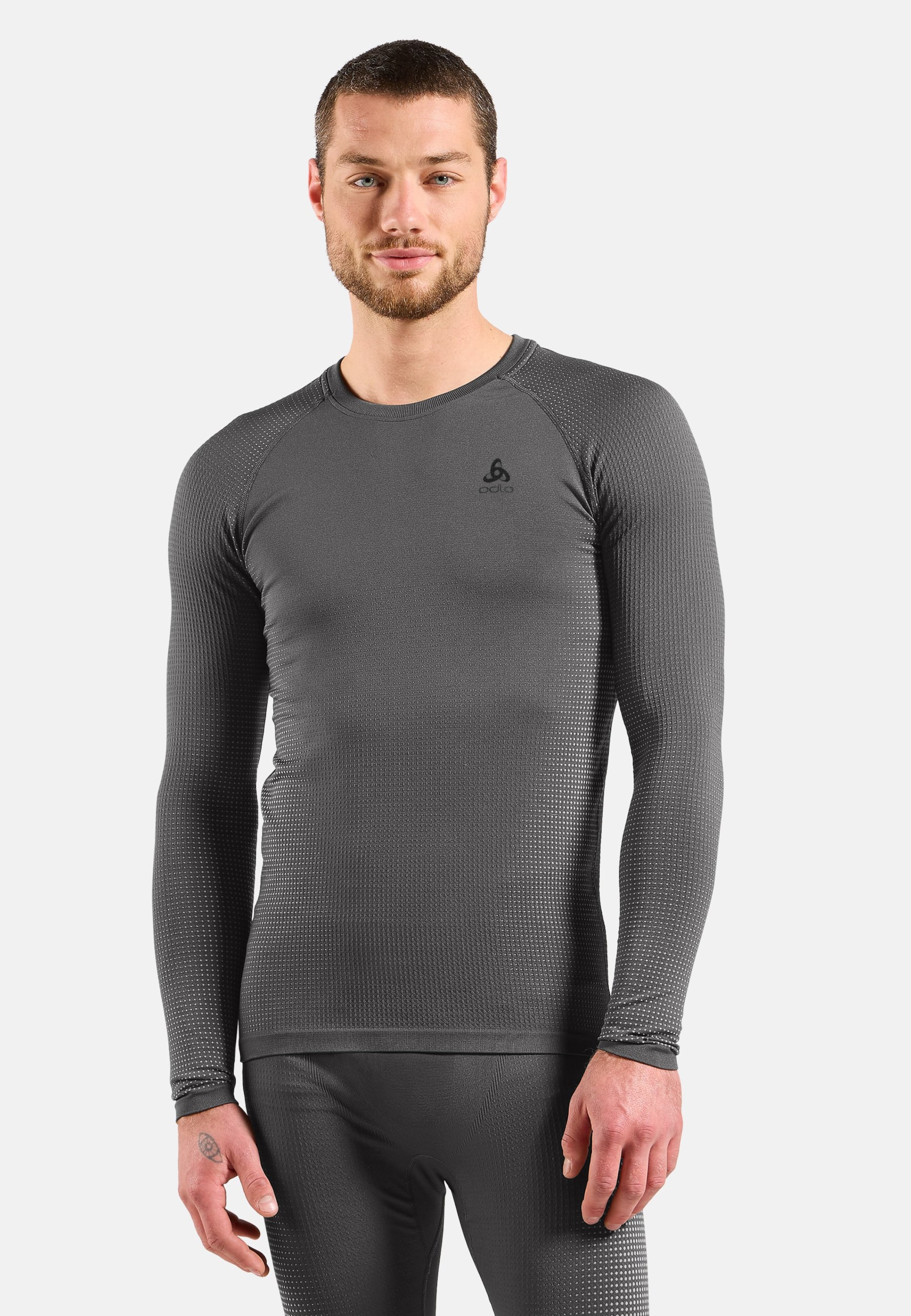 Performance Warm Base Layer Langarmshirt in grey melange - black