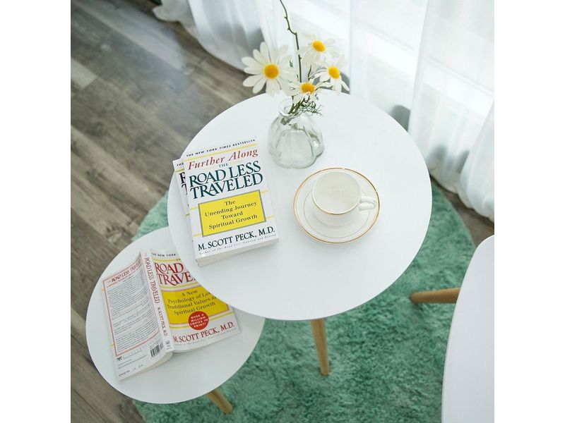 Songmics Beistelltisch 2er Set Weiss/Nature Skandinavische Sofatische