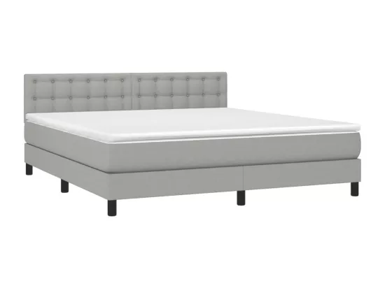 Sommier tapissier et matelas et LED Gris clair 180x200 cm Tissu