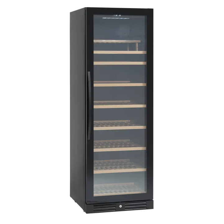 Scandomestic SV 111 B Premium Collection - Vinkøleskab - 1 Zone - bredde: 59.5 cm - dybde: 72.5 cm - højde: 176.4 cm - 426 liter - sort - Optil 126 flasker