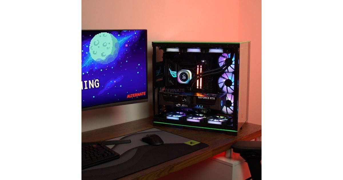 ALTERNATEThunderstorm Xtreme Lamborghini Ryzen 7 – RTX 5090 gaming pc  (Zwart | R7 9800X3D | RTX 5090 | 64 GB | 2 TB SSD + 2 TB SSD)