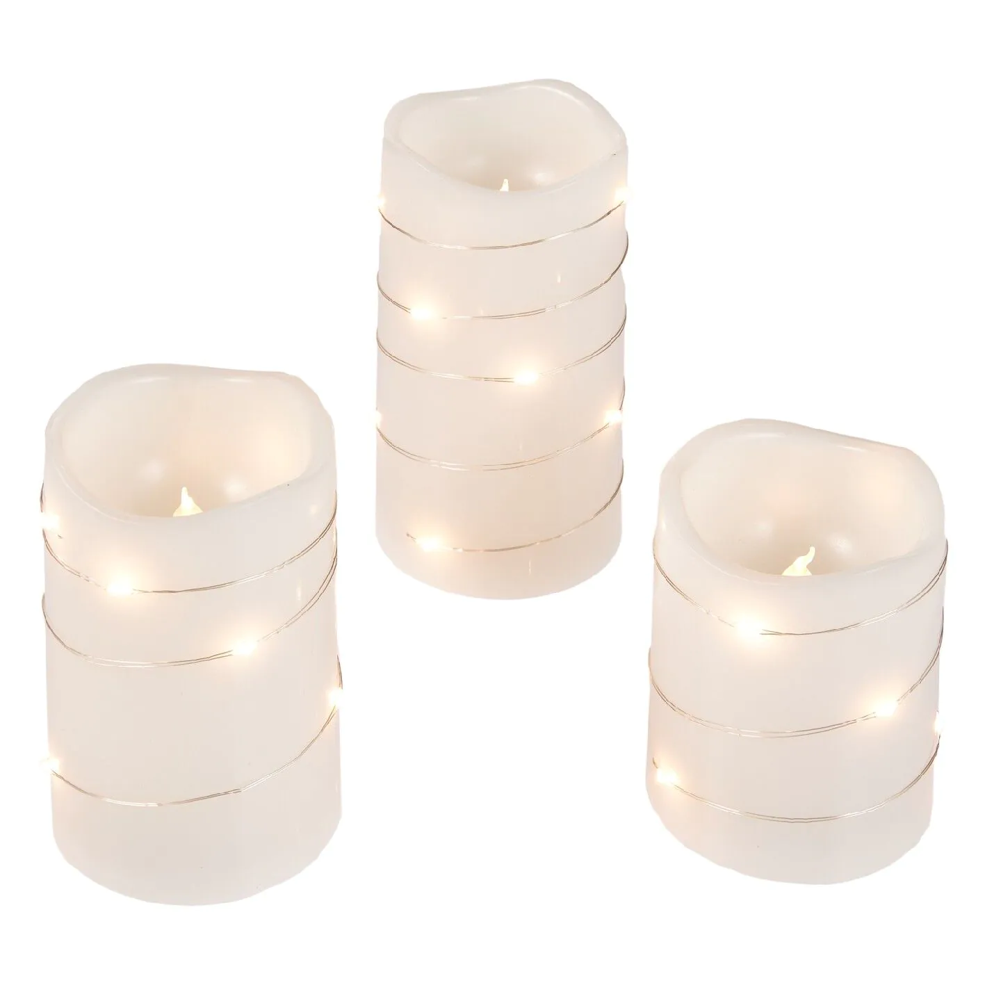 3er Set LED-Kerze mit LED-Draht
