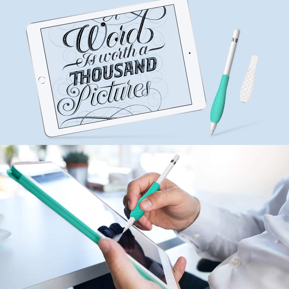 Apple Pencil (1. & 2. Gen. / Pro) Ergonomische Silikon Grip Schreibhilfe / Handgriff - Weiss