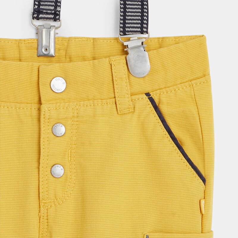 Pantalon coton fantaisie à bretelles jaune bébé garçon Jaune
