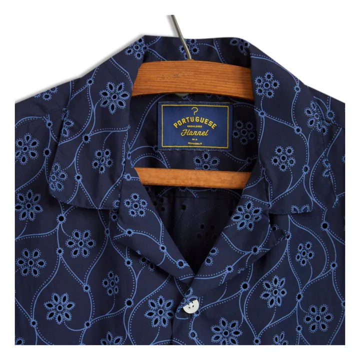 Portuguese Flannel Chemisette Rendi | Bleu marine