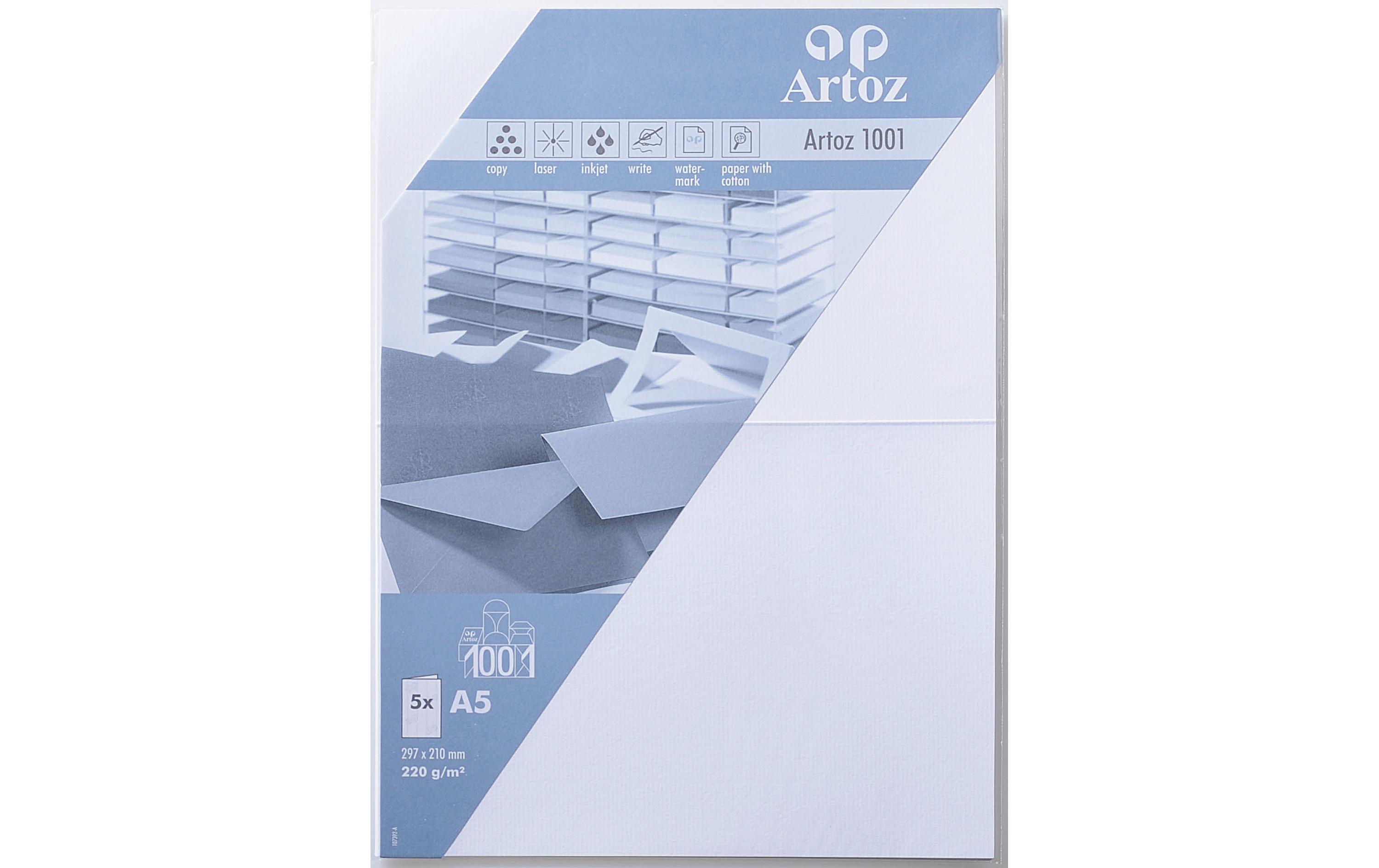 Blankokarte 1001, A5, 5 Blatt, BlütenweissSchreibkarte im Format A5