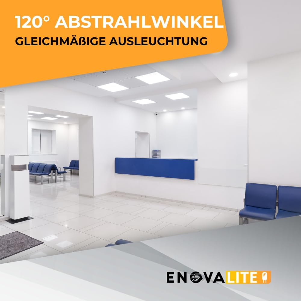 4x LED Panel 62x62 cm - 36W 4000K Neutralweiß 3600lm flimmerfrei - flache Einbauleuchte für Rasterdecke - LED Deckenleuchte Rasterleuchte Paneele - mit 230V Marken-Netzteil - 620x620x9mm