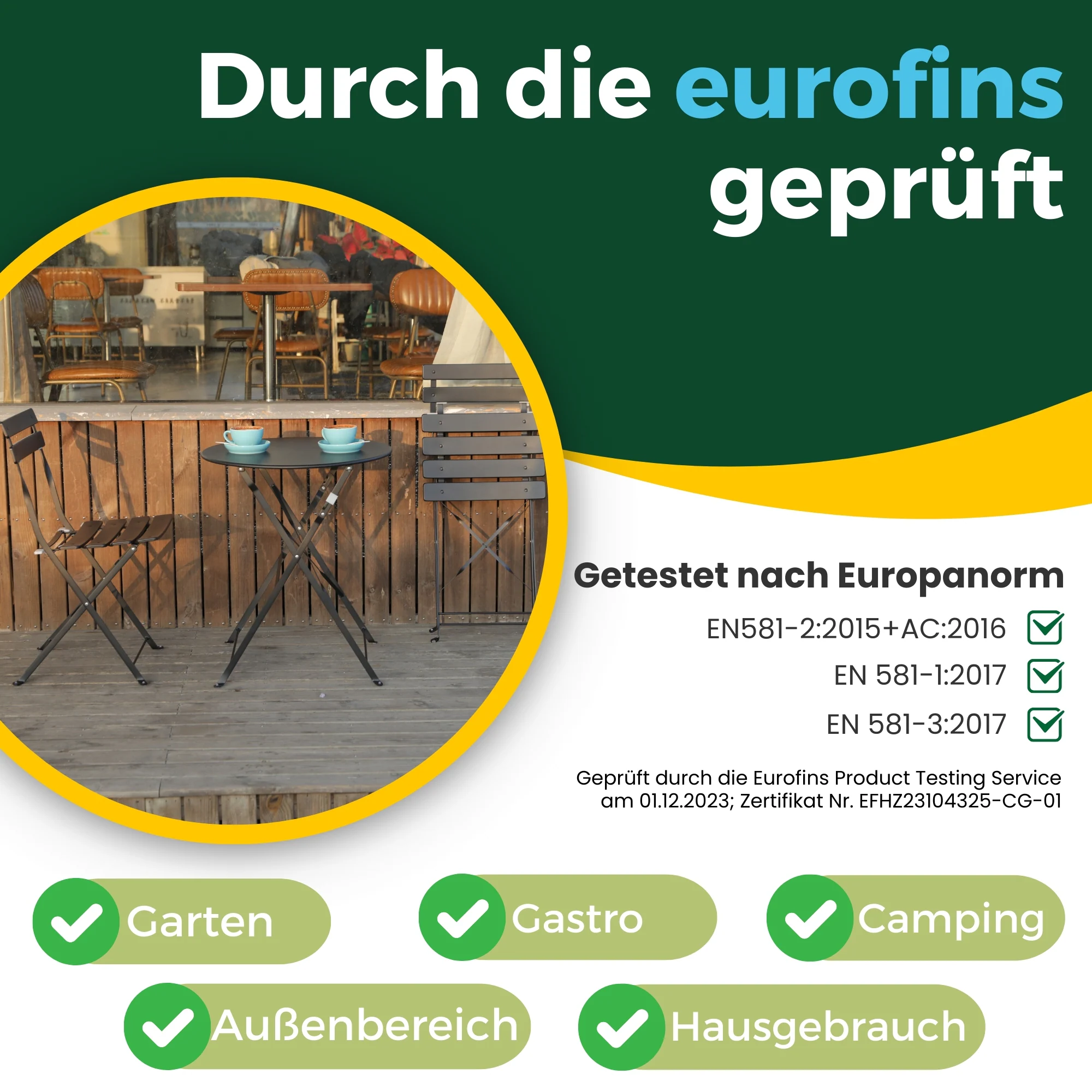 Albatros Bistroset 3-teilig Schwarz – Bistrotisch mit 2 Stühlen – klappbare Stühle und Tisch aus robustem Metall – optimal als Balkonmöbel Set oder Gartenmöbel in modernem Design