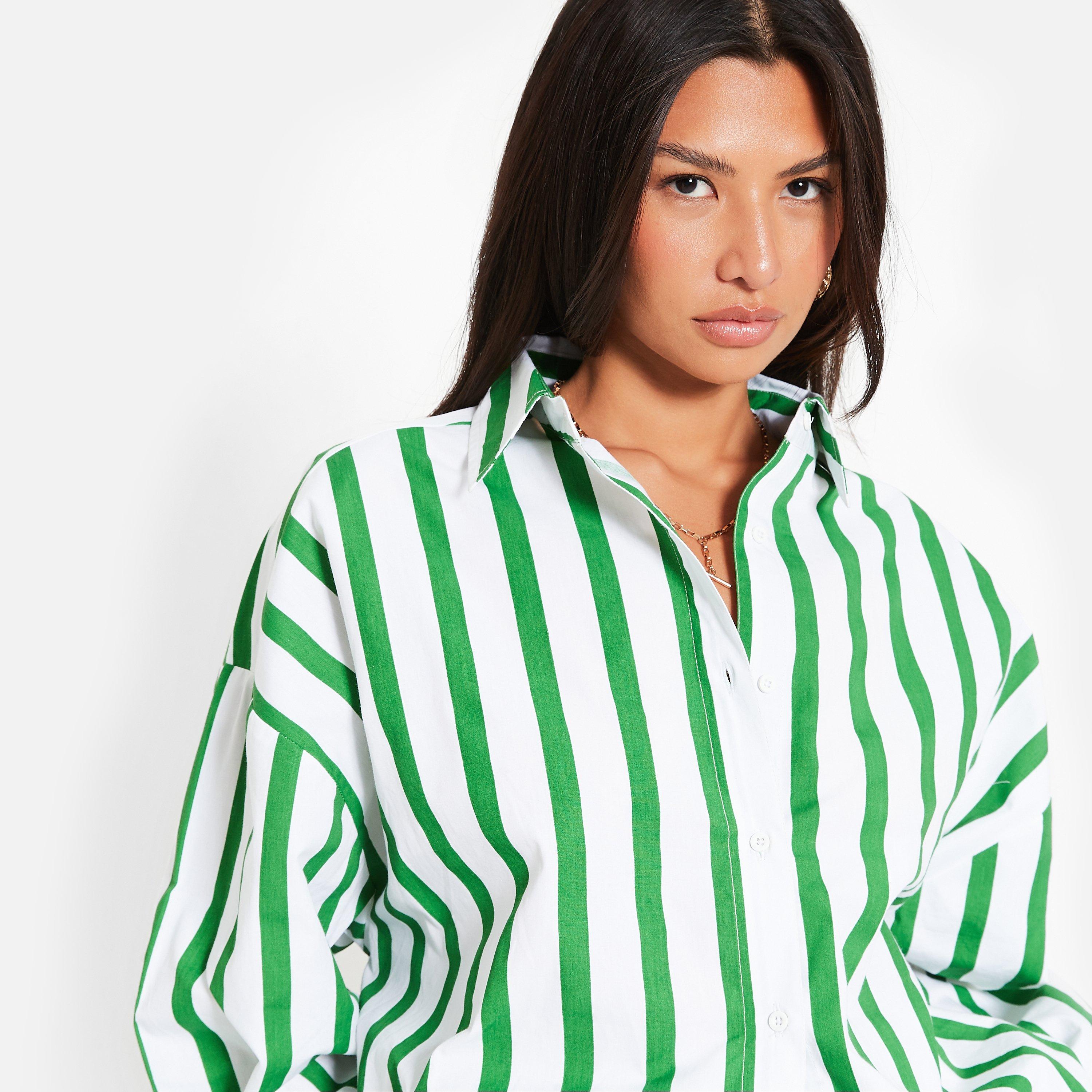 I Saw It First ISAWITFIRST Stripe Cotton Oversized Shirt