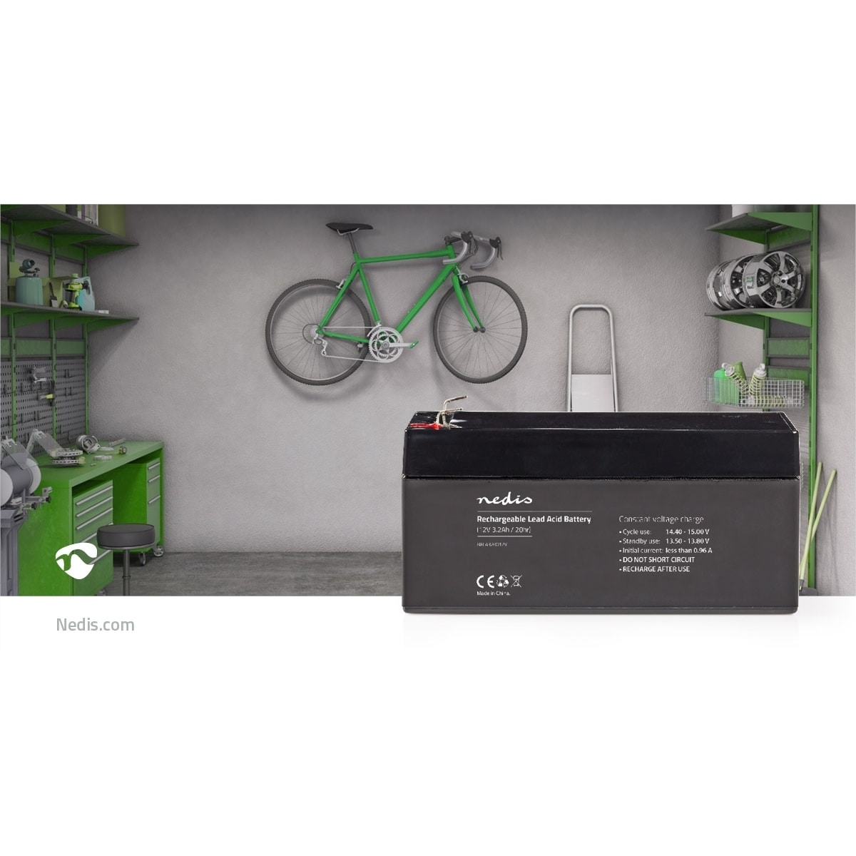 Nedis Oppladbart blybatteri | Lead-Acid | Oppladningsbar | 12 V | 3200 mAh