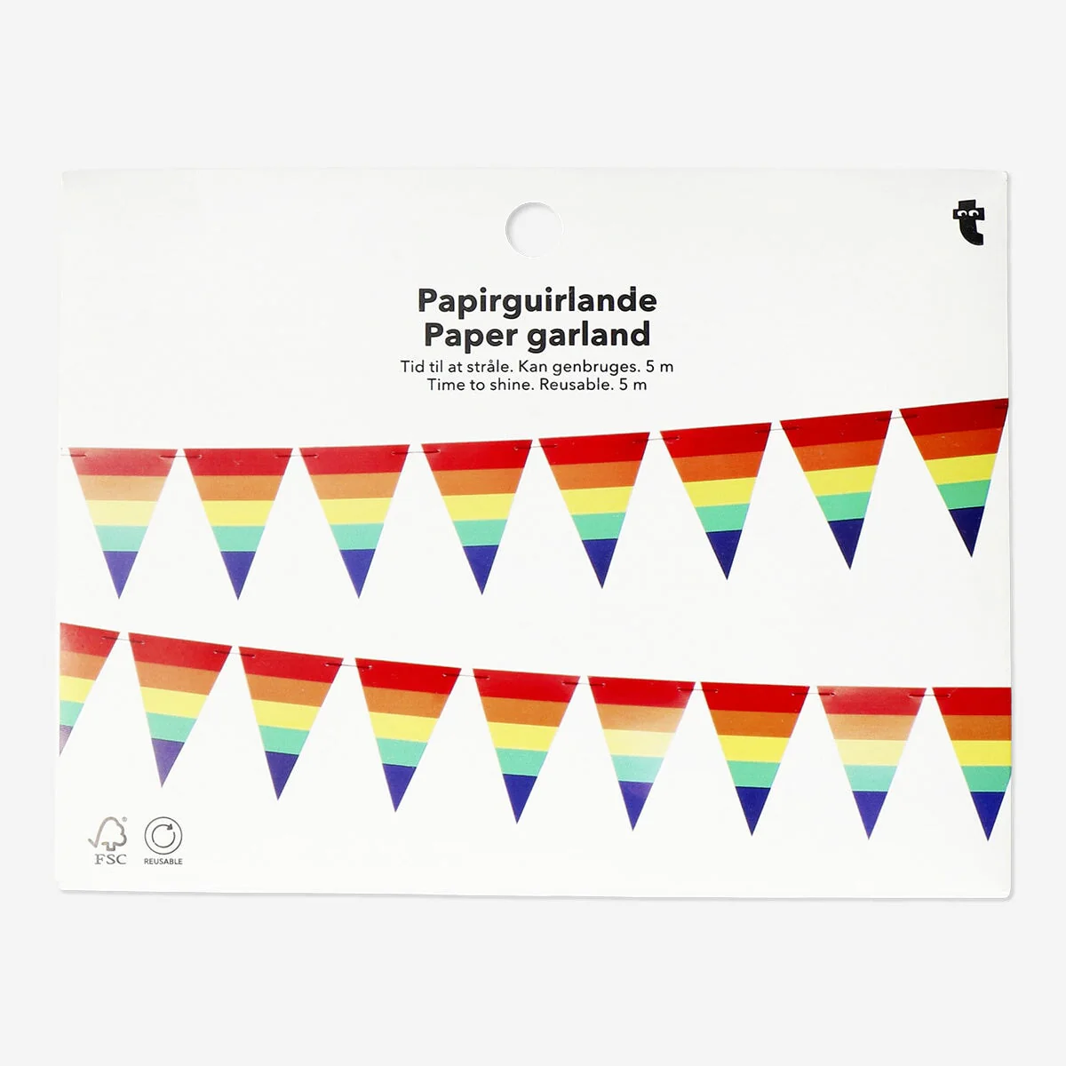 Farverig regnbuevimpelguirlande - 500 cm