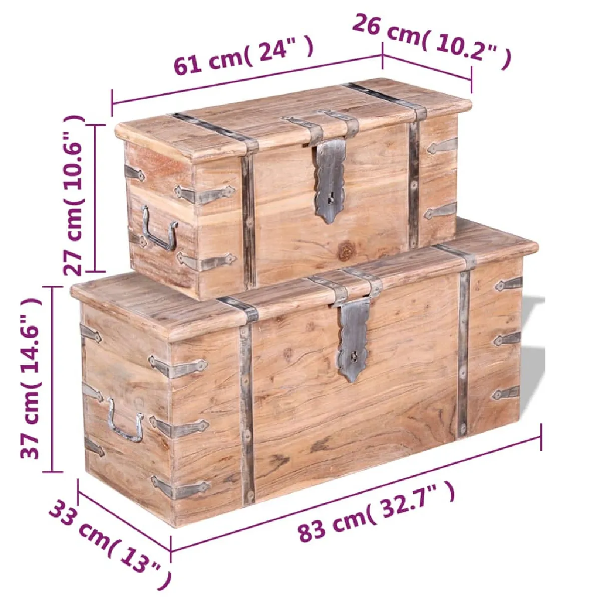 VidaXL Ensemble Coffres Acacia