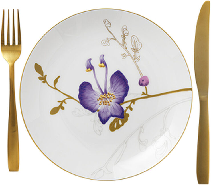 Royal Copenhagen Flora 22 cm. tallerken - Stedmoder Hvid, multi