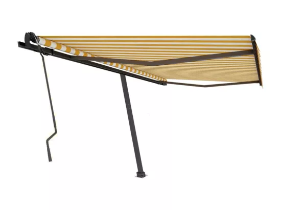 Auvent manuel rétractable sur pied 450x350 cm Jaune/Blanc