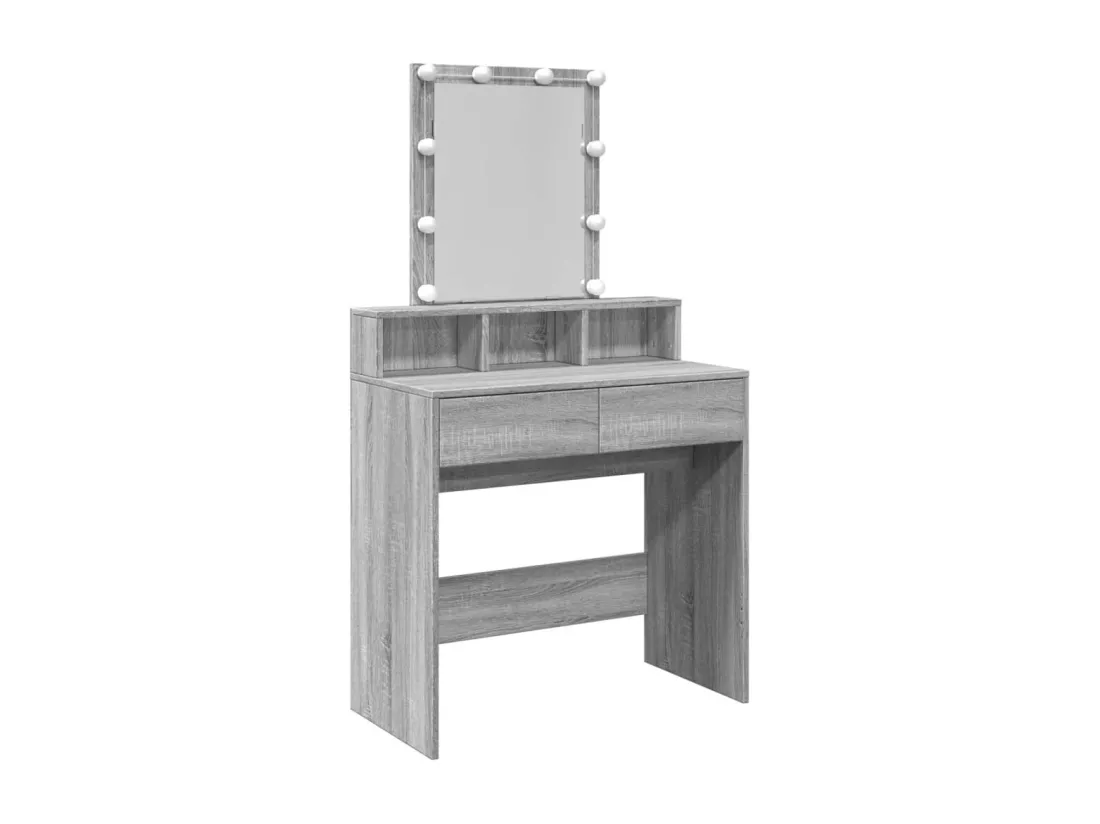 Coiffeuse avec LED sonoma gris 80x41x144,5 cm