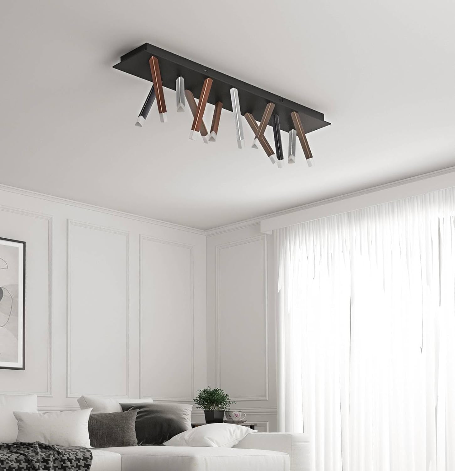 Lucande LED Deckenleuchte Stoika dimmbar (Modern) in Schwarz aus Metall (12 flammig,) - Lampe Deckenlampe Wohnzimmerleuchte