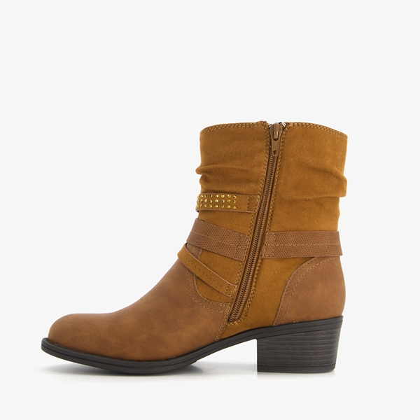 Nova dames enkellaarsjes cognac