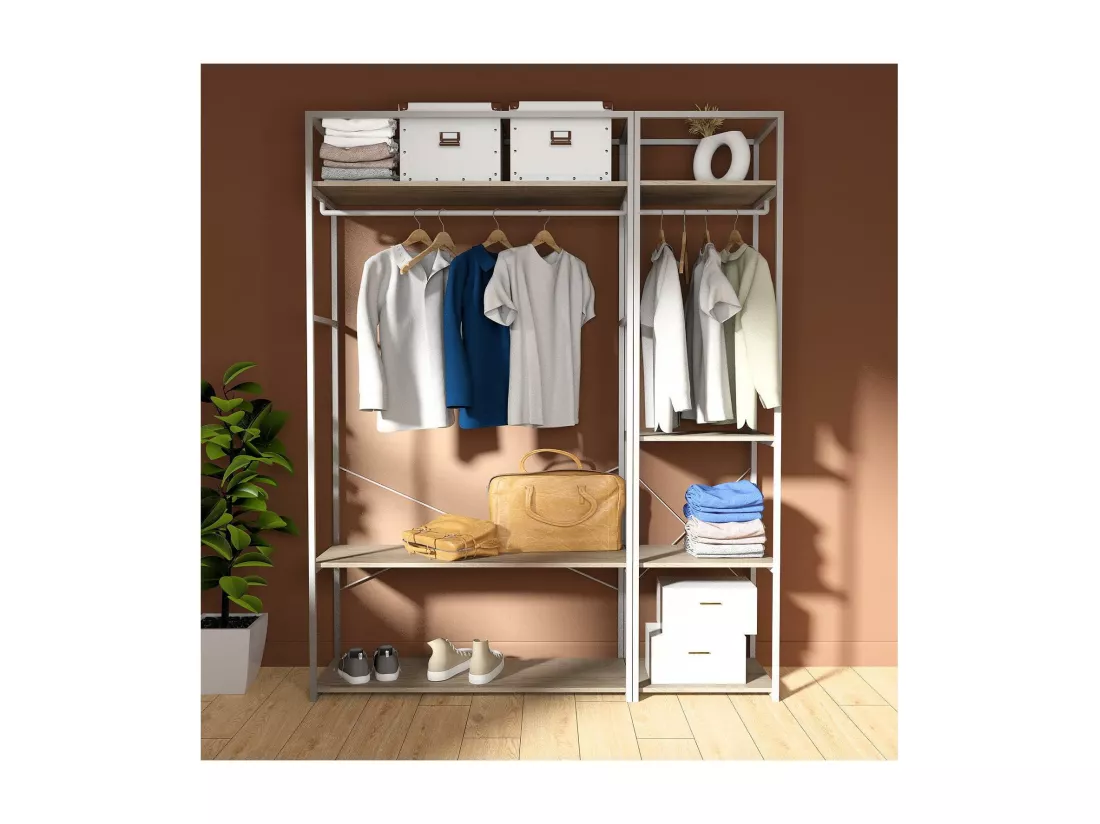 Portants Vêtements en bois et métal blanc - Lot de 2 - JUNE