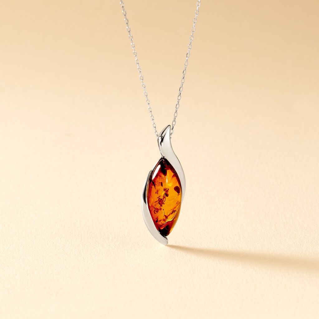 Collier Vyara Argent Blanc Ambre