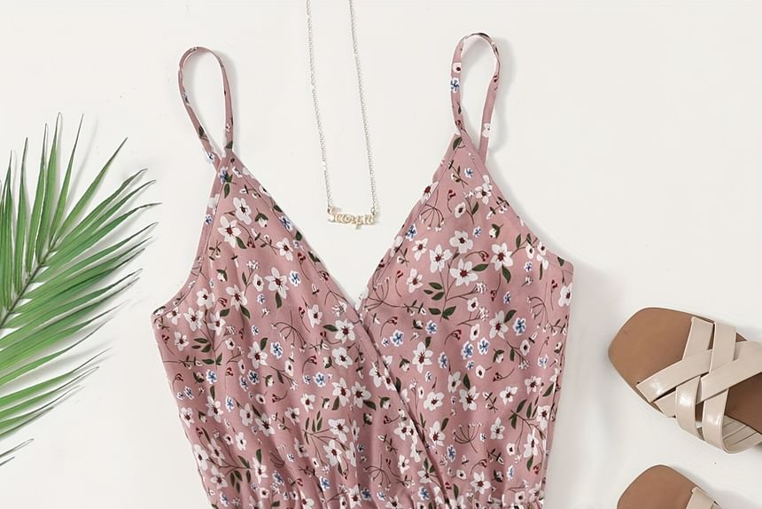 blossomgal - Spaghettibandjes V-hals Romper met bloemenprint