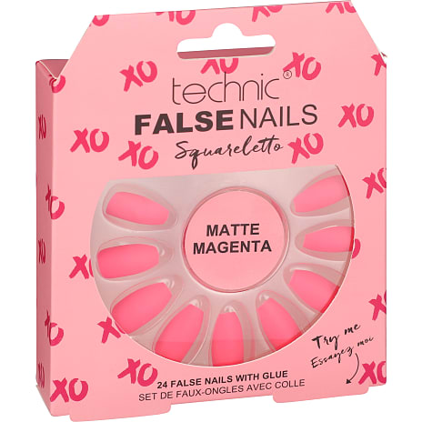 Kunstige negle Squareletto Matte Magenta