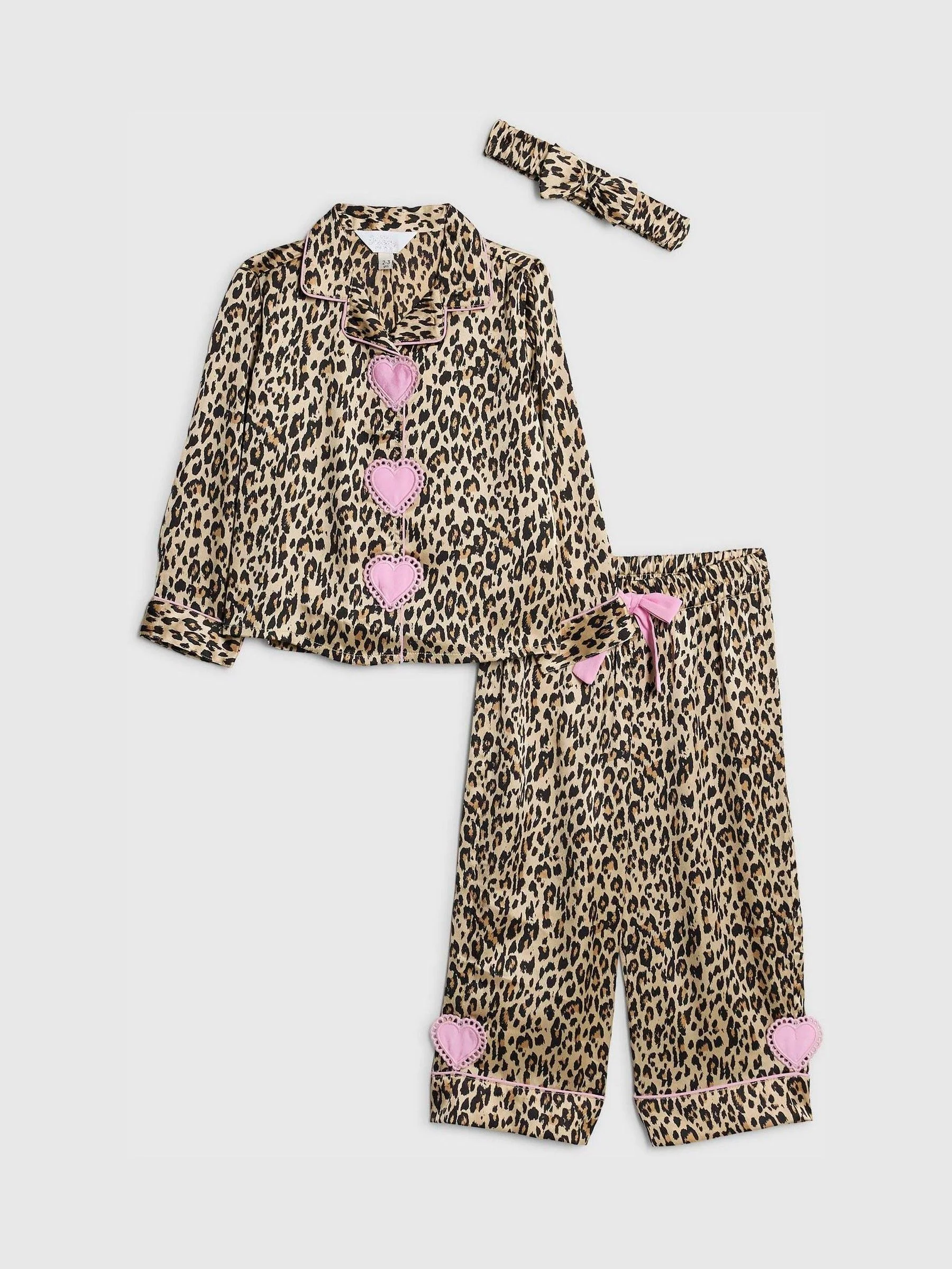 River Island Leopard Heart Placket Pyjamas