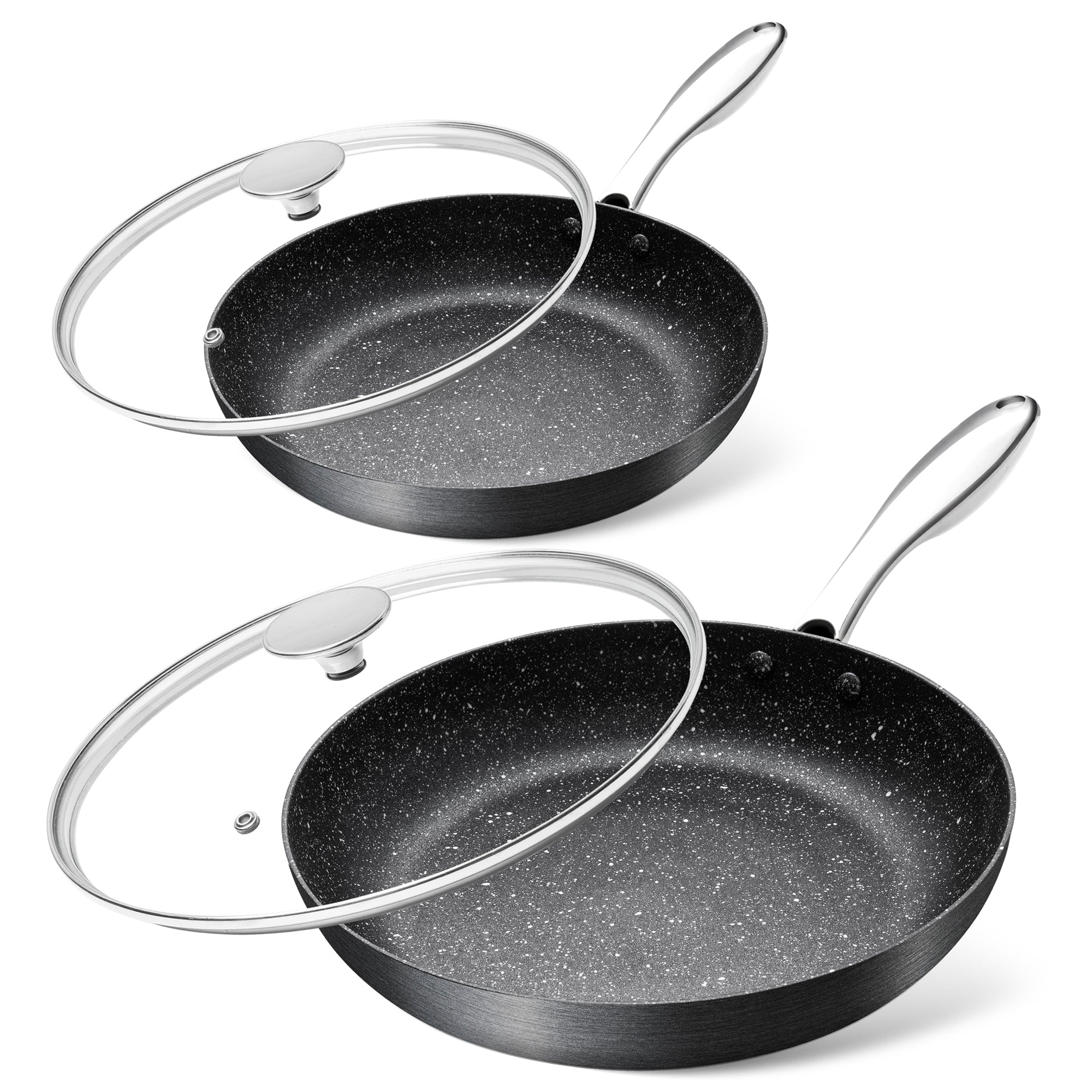 MICHELANGELO Hard Anodized Frying Pans Nonstick with Lid, 9.5