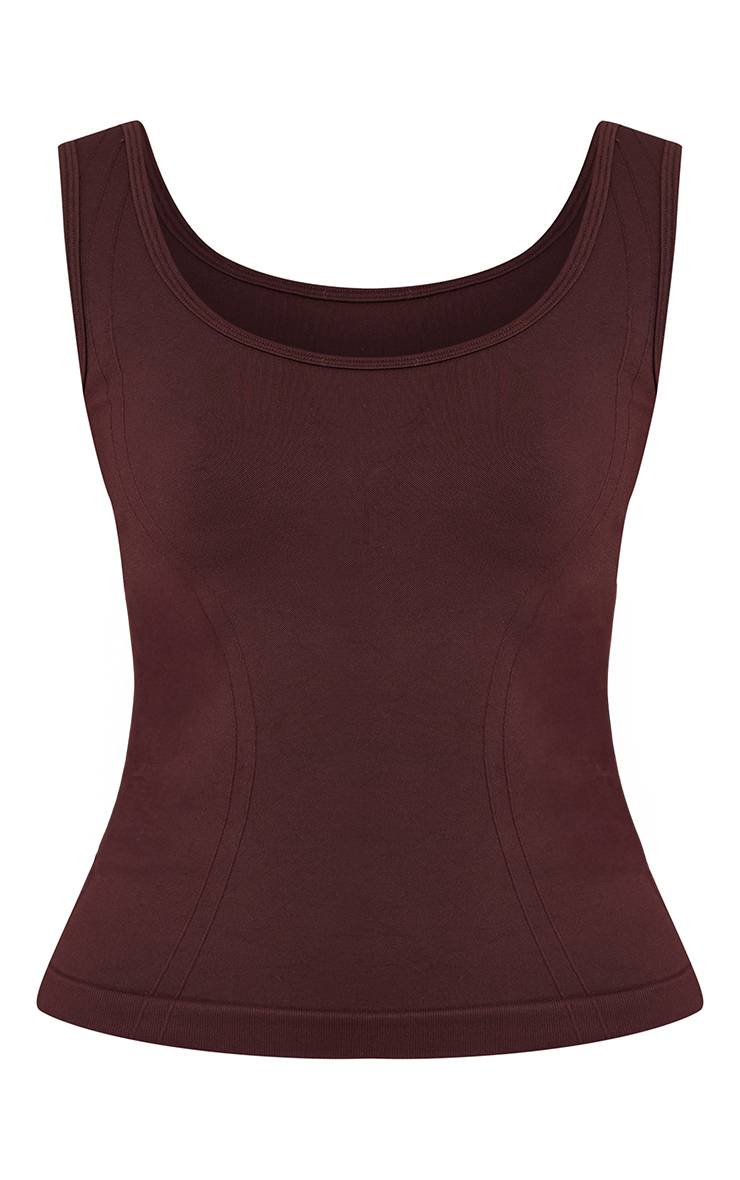 Chocolat Débardeur De Sport Plt Sans Couture Avec Détails De Coutures