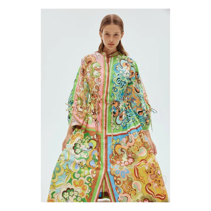 Alémais Robe Ceinturée Dreamer Popeline de Coton Bio | Vert