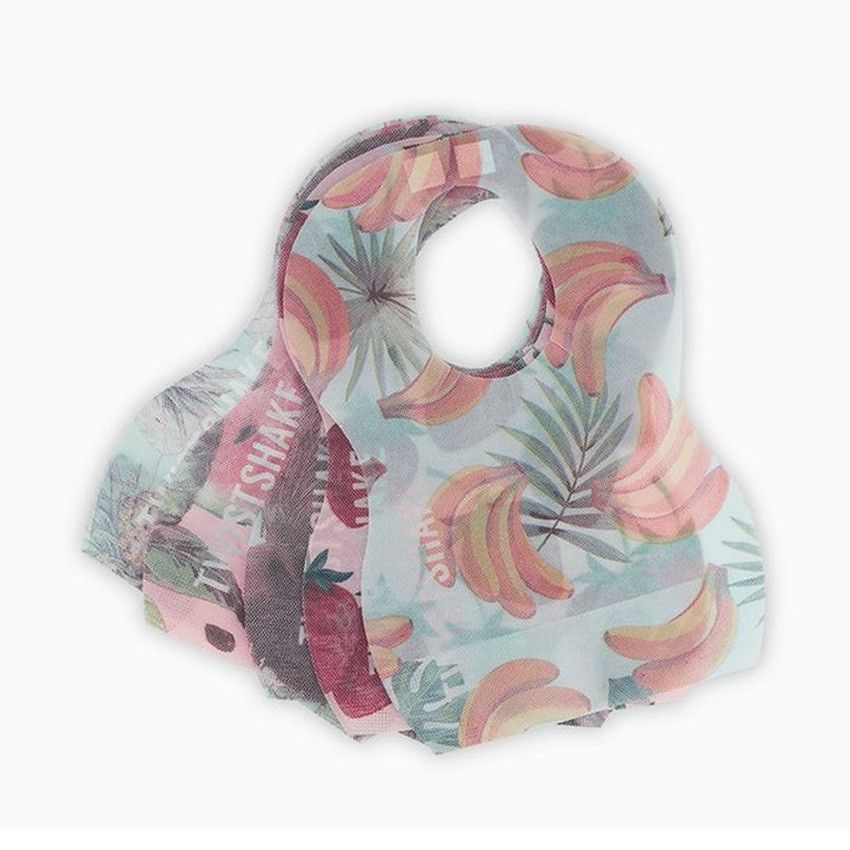 Lot de 10 bavoirs jetables imprimé fruité - Ecru