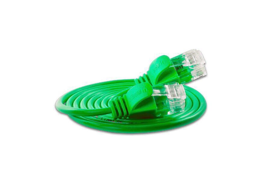 Slimpatchkabel RJ-45 - RJ-45, Cat 6, UTP, 1.5 m, GrünLightpatchkabel rund, ungeschirmtes Twisted-Pair-Kabel (U/UTP) mit Klinkenschutz