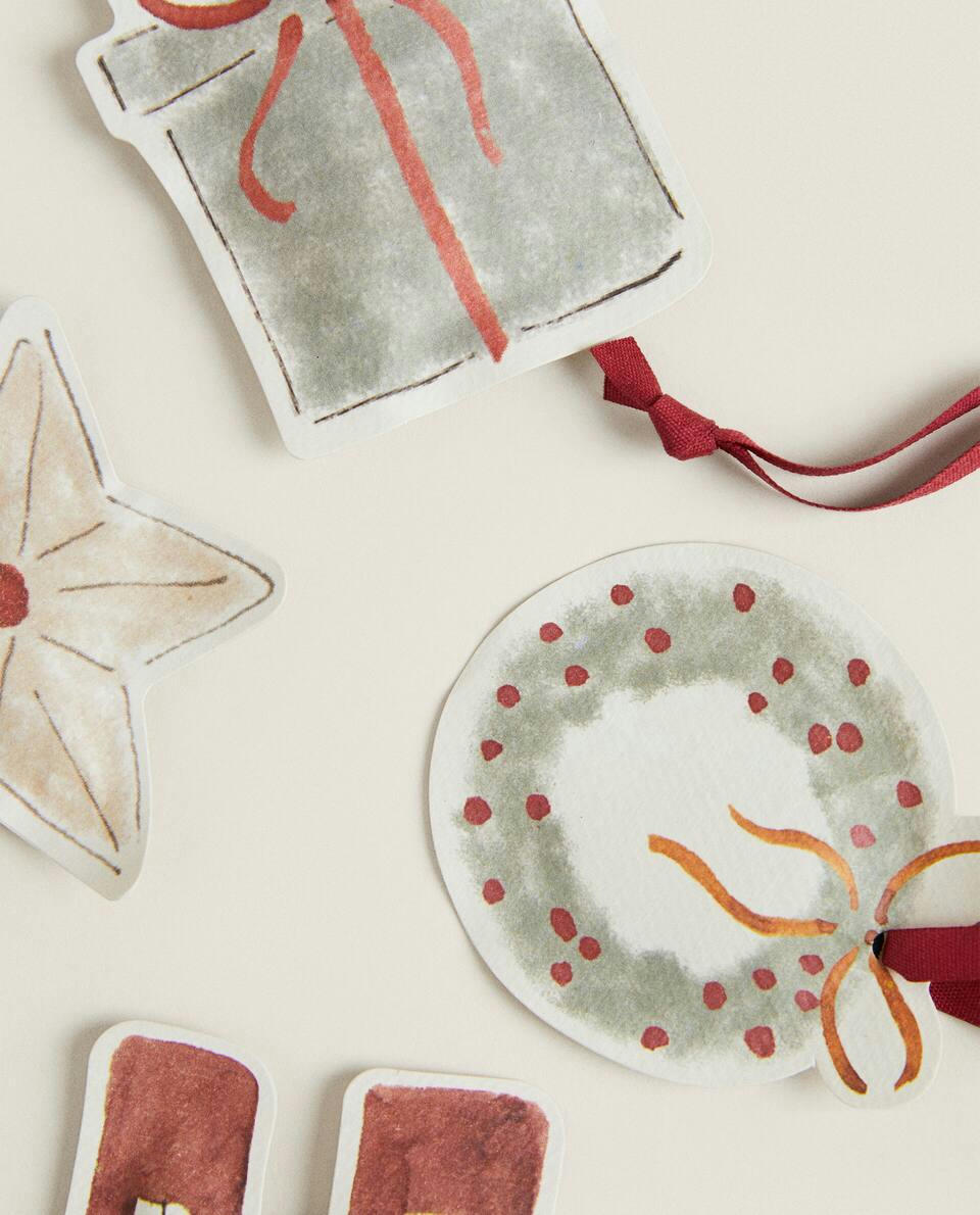Pacote com 5 etiquetas decorativas para figuras de Natal infantis