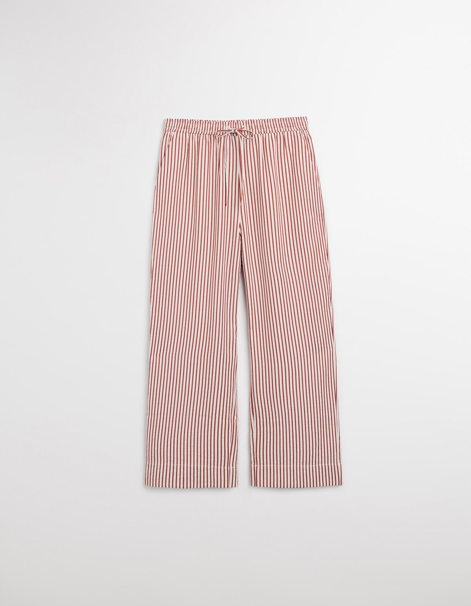 Calças com Riscas, Mulher, Vermelho Escuro