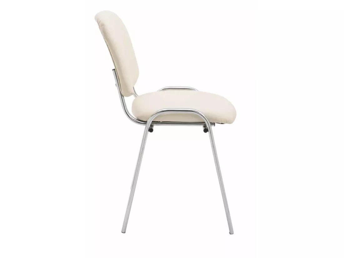 Lot de 4 Chaise de conférence - Similicuir & Métal chromé - Crème - Ken