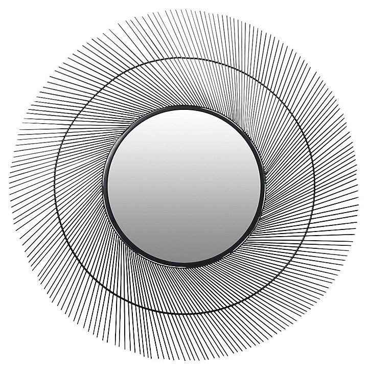 Miroir rond en métal soleil noir Ø.55 cm