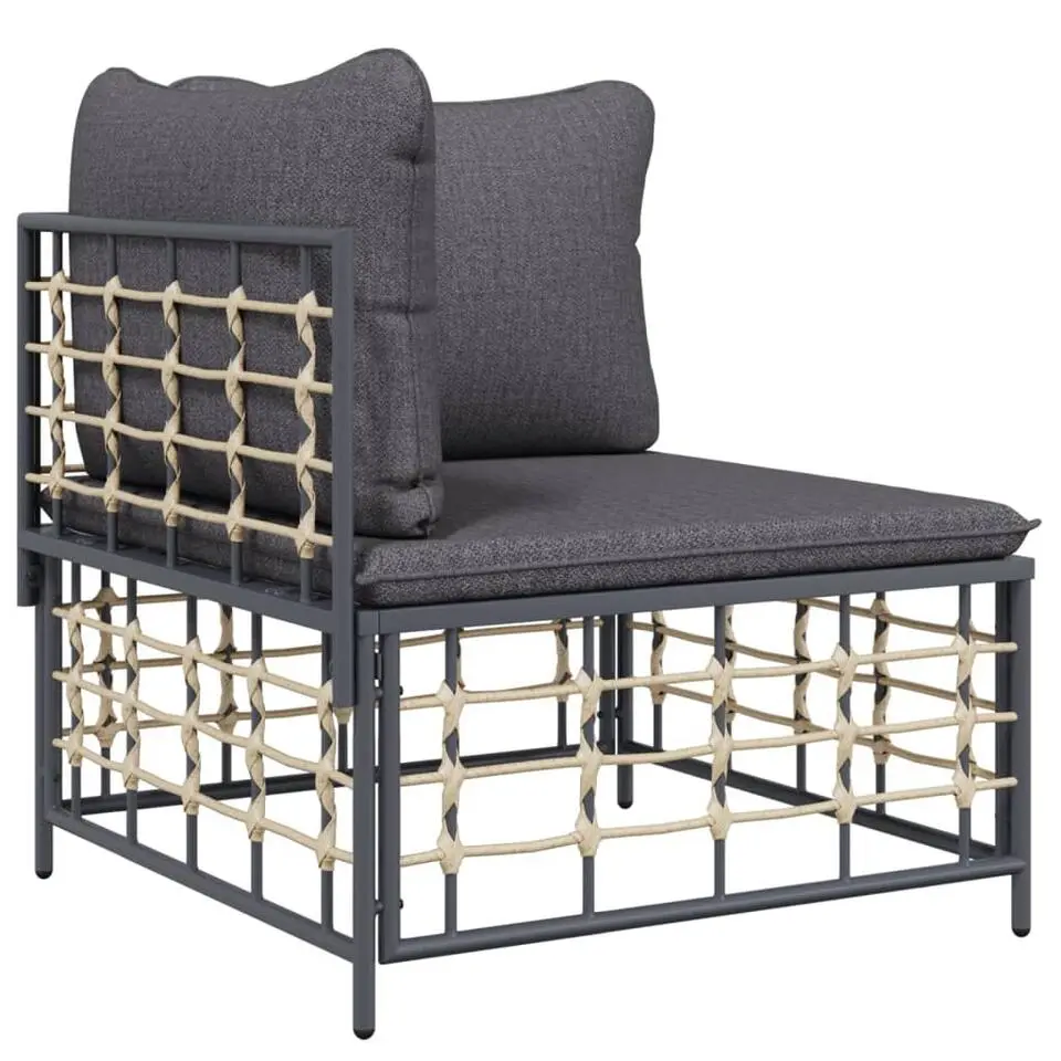 vidaXL - Tuinhoekbank - Antraciet - Poly rattan - Met kussens