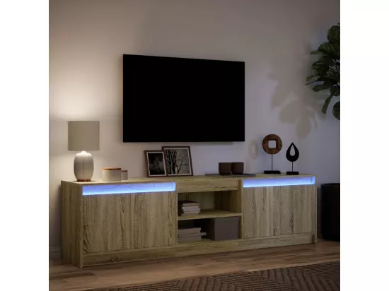 Meuble TV avec LED chêne sonoma 180x34x50 cm bois d'ingénierie