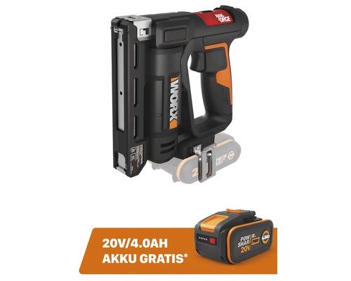 WORX 20V Nailforce WX843.9 snoerloze spijker- en nietmachine + GRATIS bonusartikel: 20V accu WA3644 (4,0Ah)