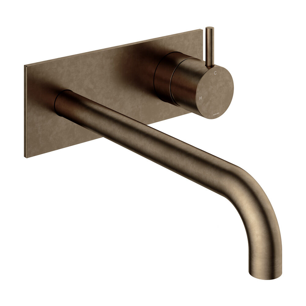 Hotbath Cobber inbouw wastafelkraan 25cm met plaat verouderd messing