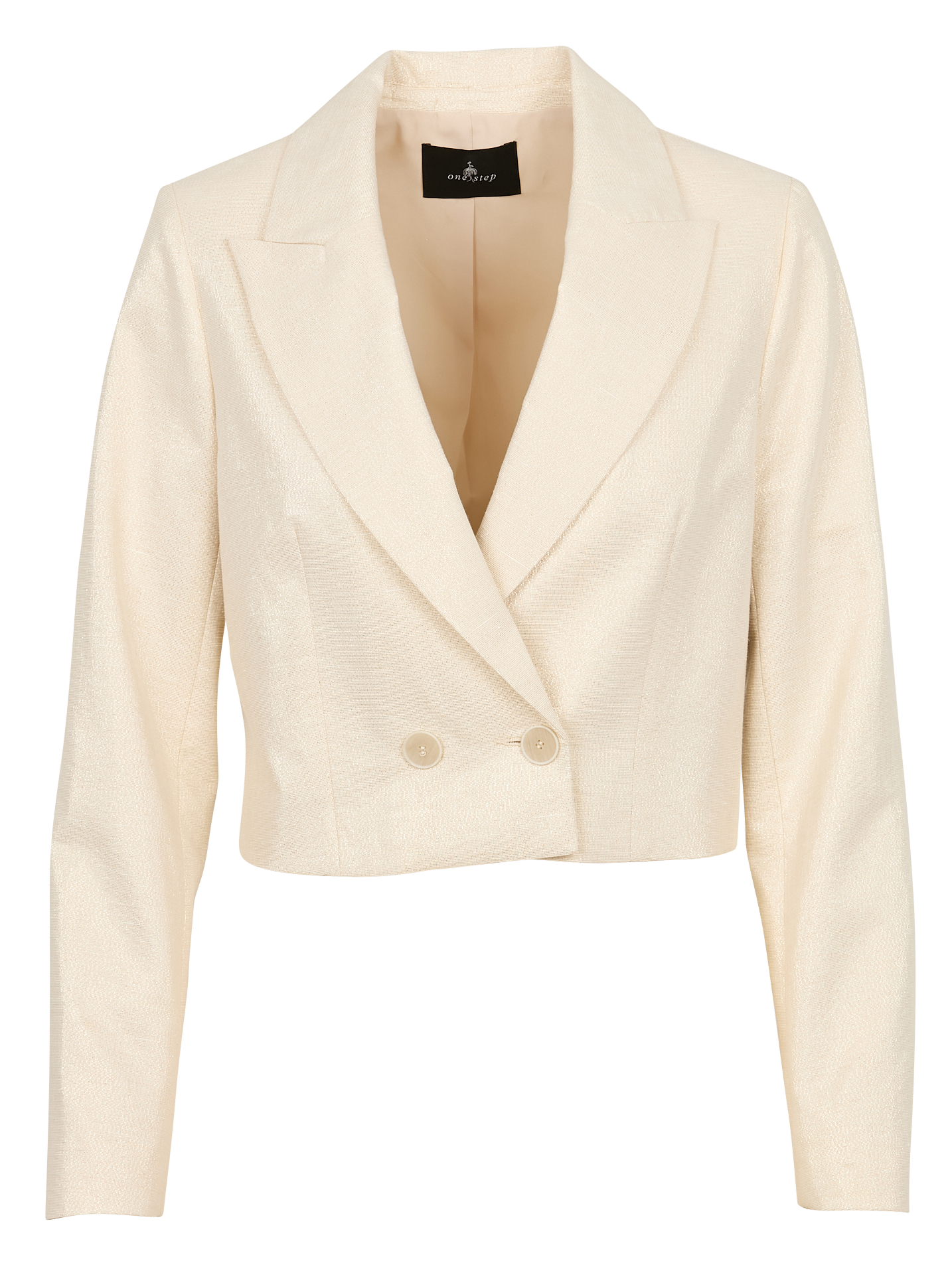 VIAN - Veste de blazer courte droite en coton mélangé | Blanc