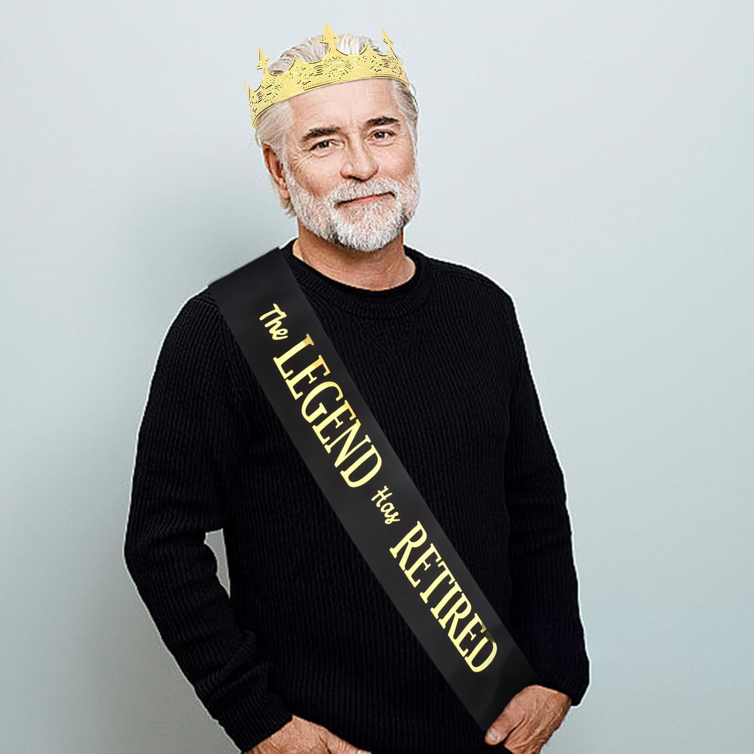 (Ø65cm) Pensionierungs Party Accessoire Renten Schärpe Ruhestands Abschieds Geschenk - Schwarz / Gold