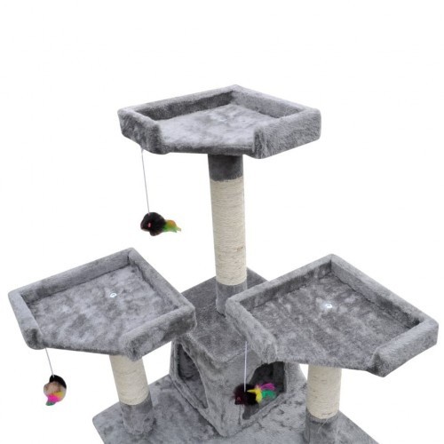 Arranhador para gatos com 2 casinhas, cinza
