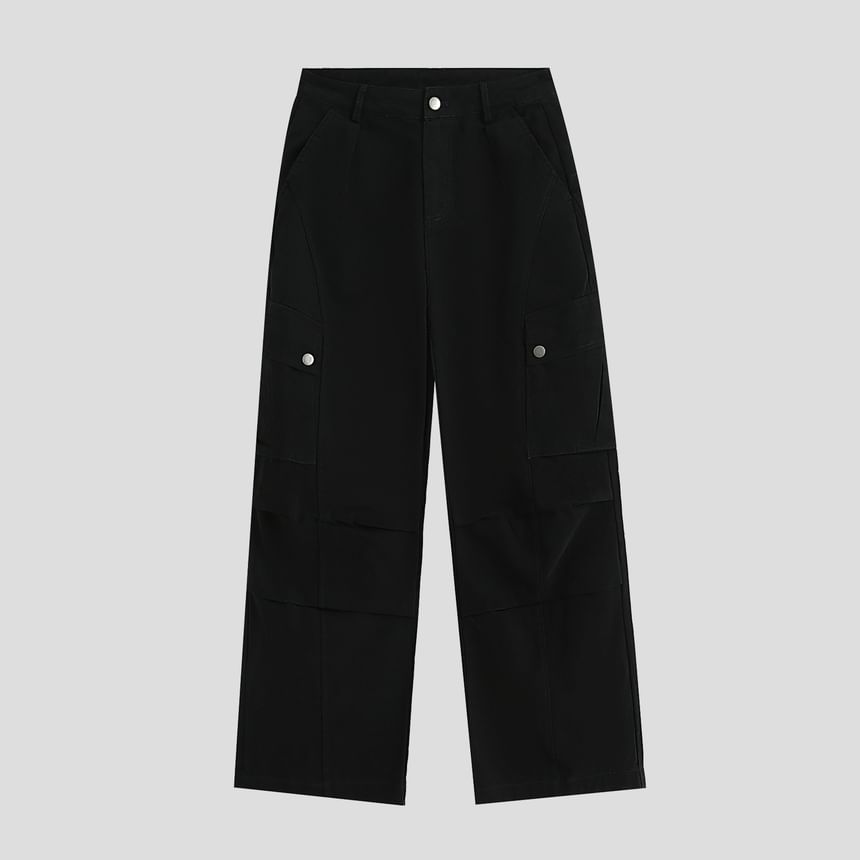 INStudio - Matching cargobroek met rechte pijpen en effen taille, halfhoge taille