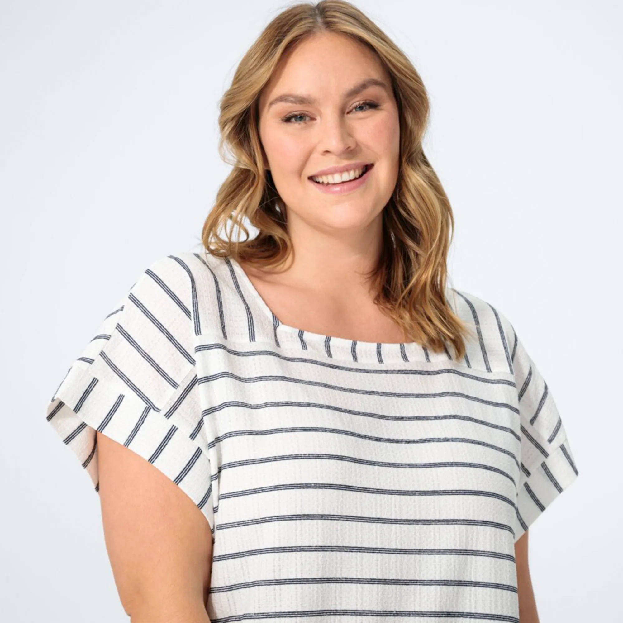 Damen-T-Shirt mit Streifendesign, große Größen