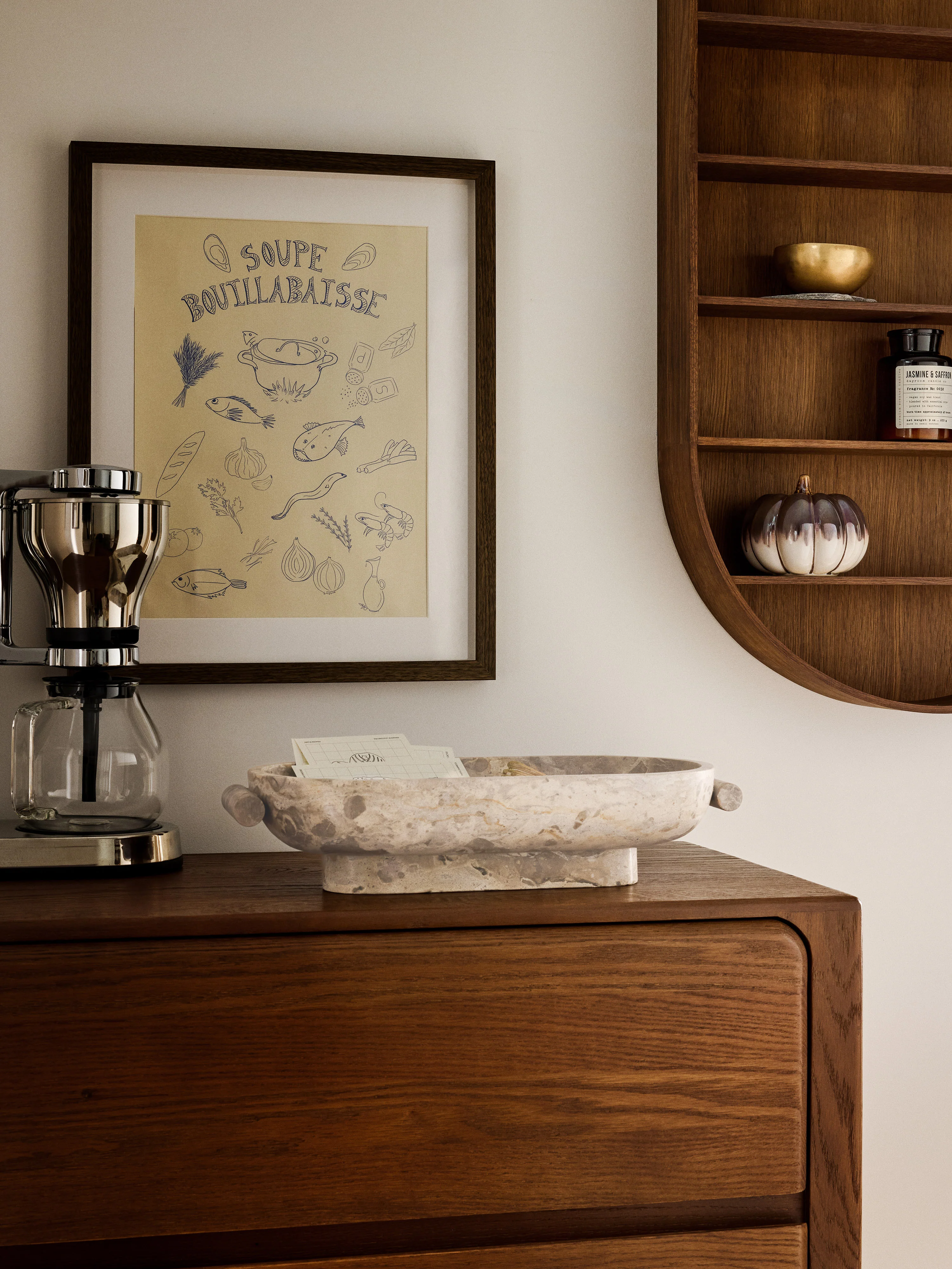 Decoratieve schaal Fossil van marmer, B 46 cm