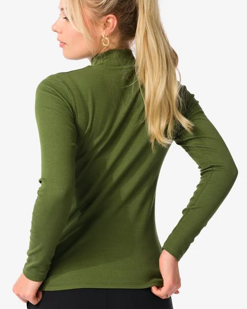 top femme Clara côtelé vert foncé