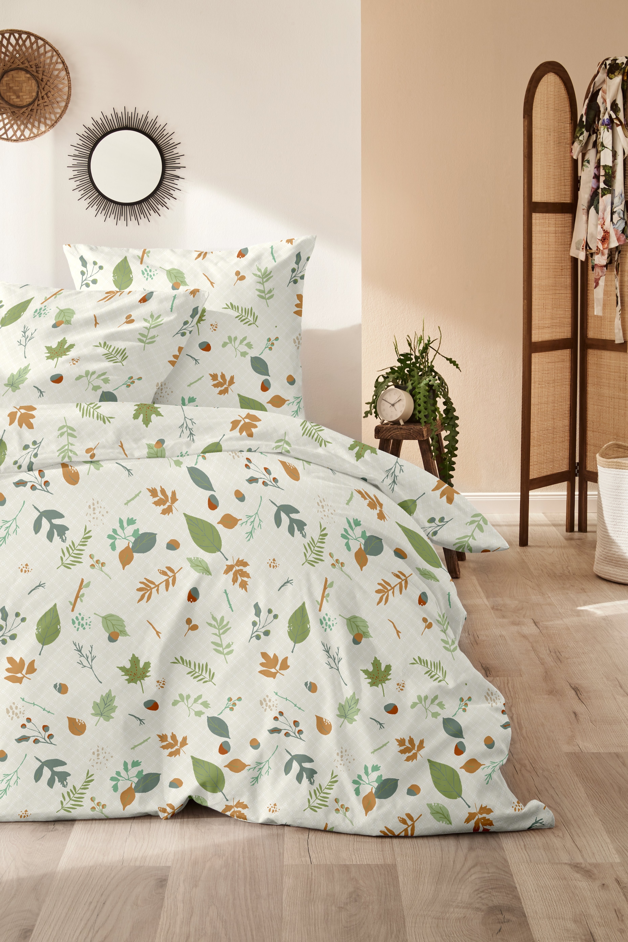 Primera Bettwäsche »Biber-Bettwäsche Branches« 2 Stk. tlg. mit floralen Motiven
