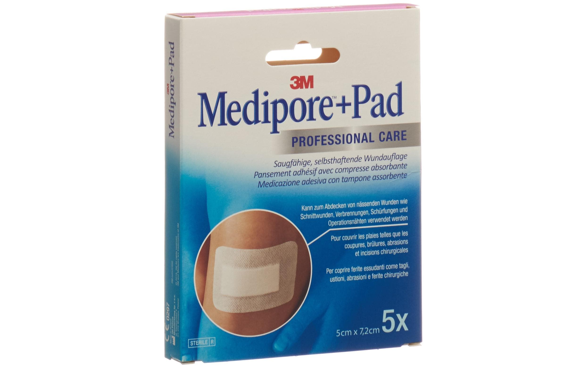 Wundpflaster Medipore + Pad 5 cm x 7.2 cm 5 StückWundverband mit Wundkissen