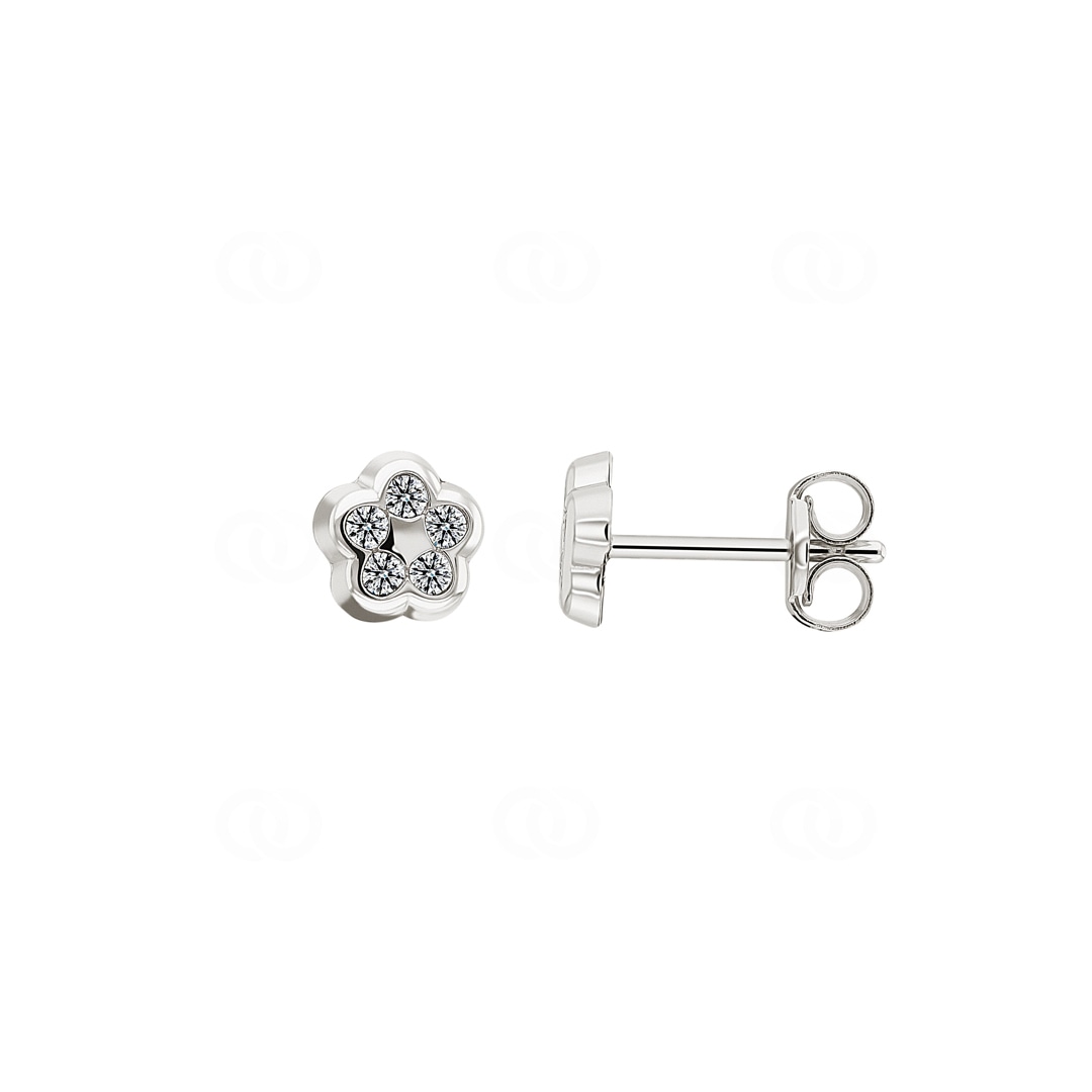 Ohrstecker 750/18 K Weissgold Blume mit Zirkonia